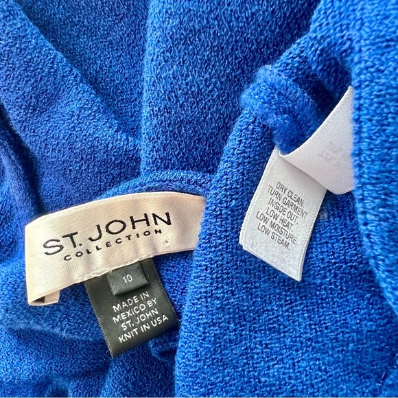 St.John Knitted Sleeveless Sheath Bodycon Mini Dress Wool A-Line Navy Vintage 10 - Picture 8 of 10